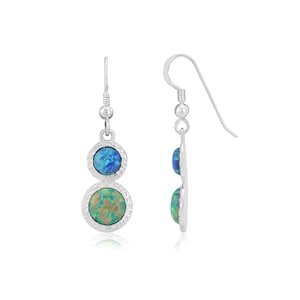 Grün und Blau Opal Gehämmerte Tropfen Ohrringe, Opal Ohrringe, lange Ohrringe, handgemachte Opal Ohrringe,