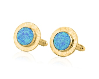 18ct Gold Vermeil Opal Cufflinks, Handmade Cufflinks