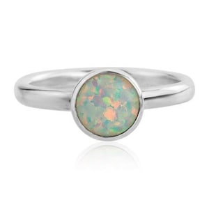 Sterling Silver and White Opal Ring, Opal Rings, Stacking Rings