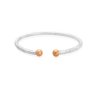 9ct Rose Gold and Medium Silver Torque Bangle, Adjustable Bangle,