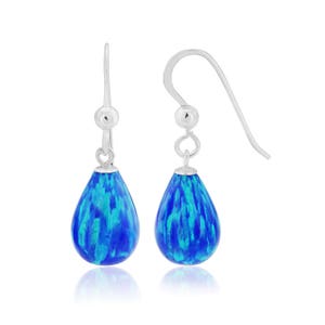 Opal Teardrop Ohrringe, Dunkelblaue Opal Ohrringe, Cocktail Ohrringe,