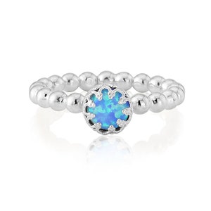 Silver Blue Opal Handmade Ring, opal rings, stacking rings,