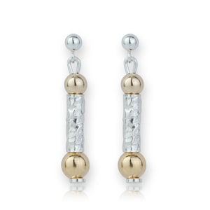 Silver and Gold Drop Hammered Earrings