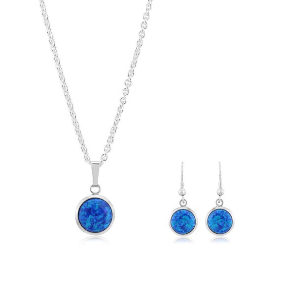 Collana a forma di cuore in argento sterling – Ciondolo in opale blu-verde - Italia