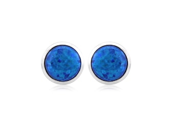 Midnight Blue Large Opal Stud Earrings