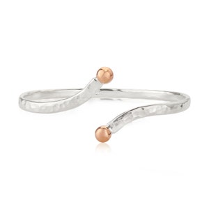 Adjustable Rose Gold and Silver Hammered Bangle
