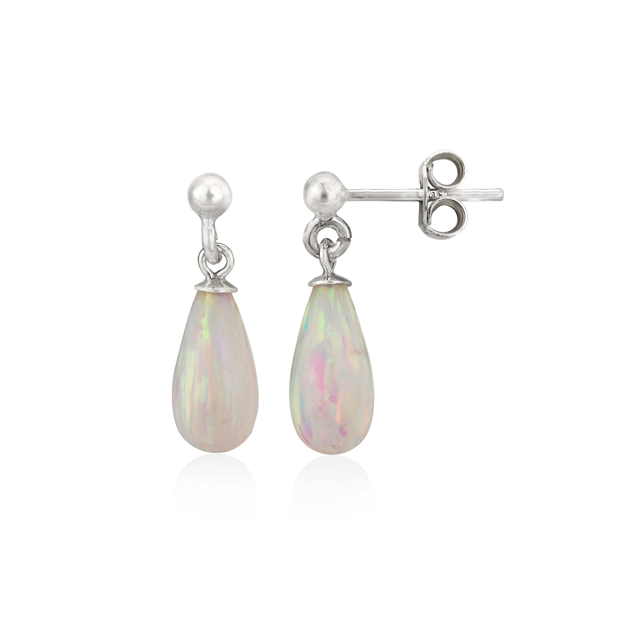 Orecchini da donna in argento sterling 925 con opale bianco