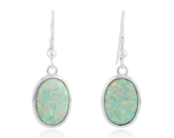 White Opal Drop Silver Earrings, opal earrings