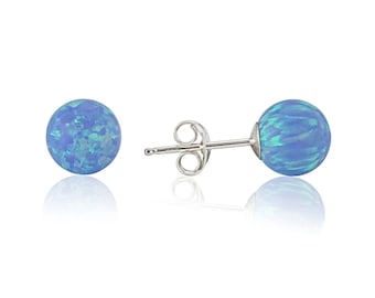 6mm Blue Opal Stud Earring ( 9 Colours Available)