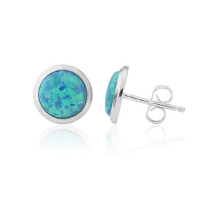 6mm Aqua Opal Stud Earrings