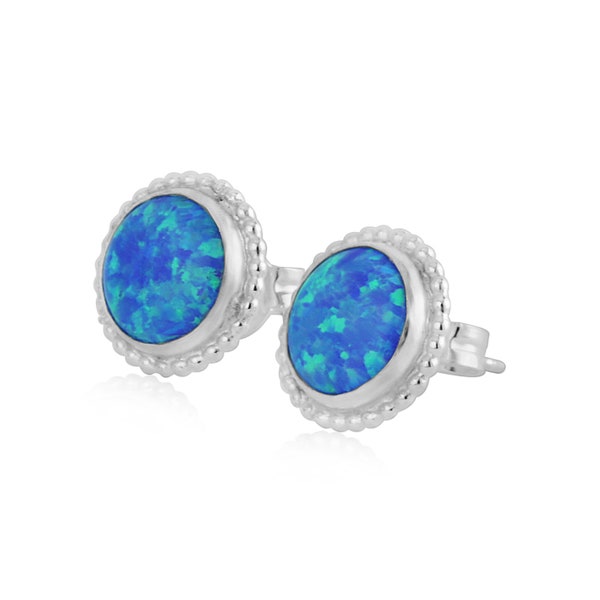 Blue Opal Handmade Stud Earrings, Opal studs,