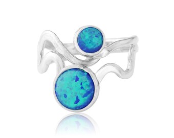 Sterling Silver Opal Wave Handmade Ring, Opal Rings,