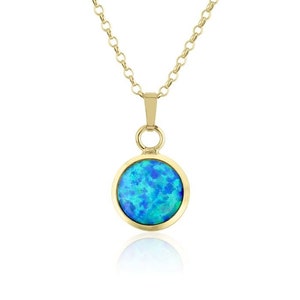 Blue Opal 9ct Gold Pendant, Opal Gold Necklace