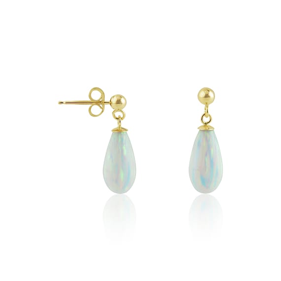 9ct Gold White Opal Teardrop Earrings Etsy Australia