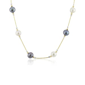 Perle Große Goldkette, Süßwasserperlenkette, weiße & schwarze Perle