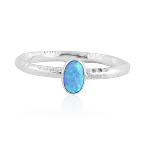 Anel de prata com padrão opala azul, Anéis feitos à mão,