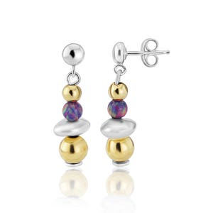 Gold and Silver Nugget Opal Drop Earrings