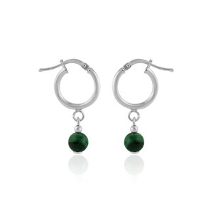 Malachite Silver Hoop Earrings