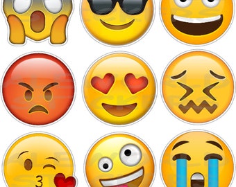 AWS Lot de 12 aimants Smiley Emoticons pour hotte de réfrigérateur etc. Aimant Emoji douze aimants smiley