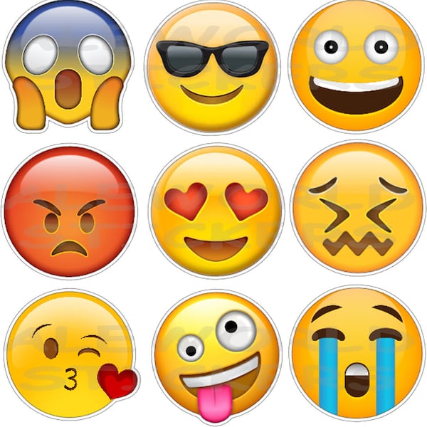 AWS Lot de 12 aimants Smiley Emoticons pour hotte de réfrigérateur etc. Aimant Emoji douze aimants smiley