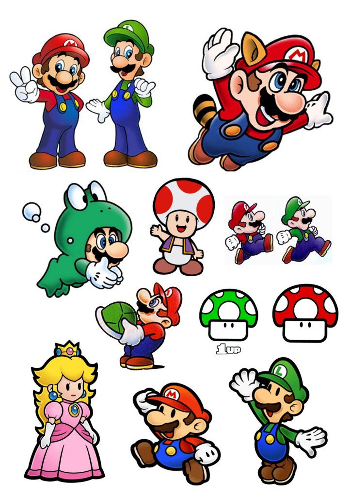 Ensemble de 11 stickers autocollants Super Mario et Luigi Bros Etsy