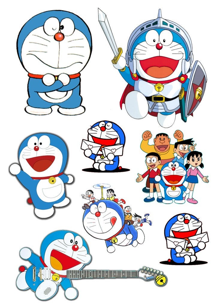 Set of 8 Stickers  stickers  Doraemon  cat comics printed 