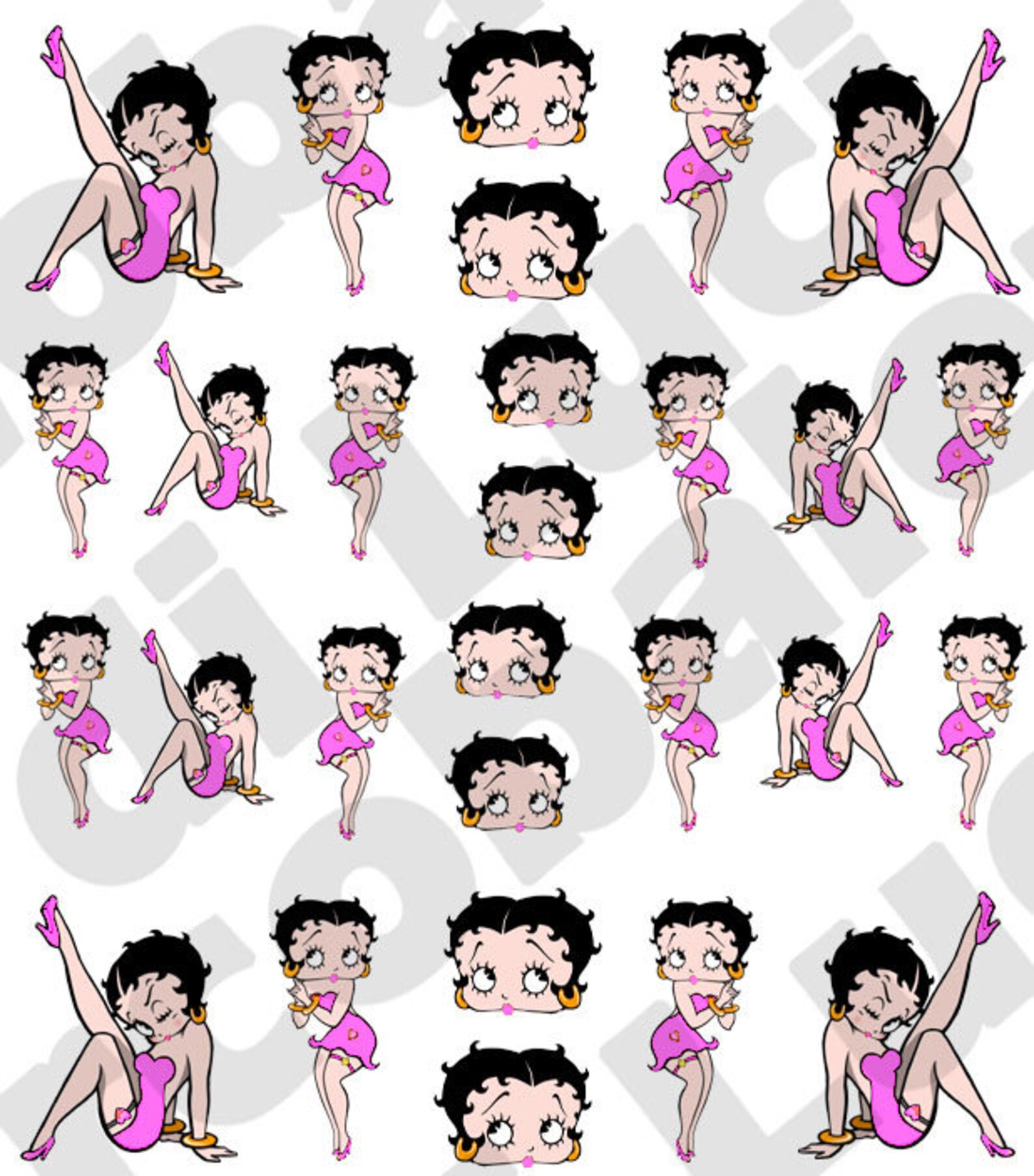 Set Water Decals Betty Boop Nail nail art stickers tattoo | Etsy