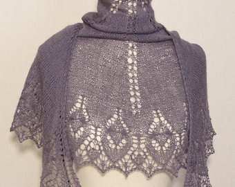 Knit lace top down shawl pattern