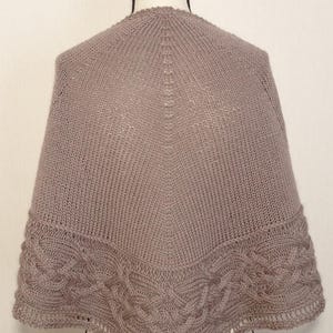 Cable knit crescent shawl pattern