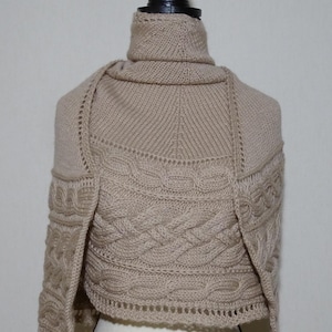Cable knit crescent shawl pattern