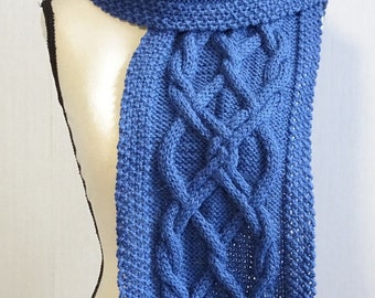 Cable knit scarf pattern, men scarf pattern, woman scarf pattern, instant download knitting pattern.