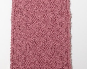 Cable knit scarf pattern, instant download knitting pattern.