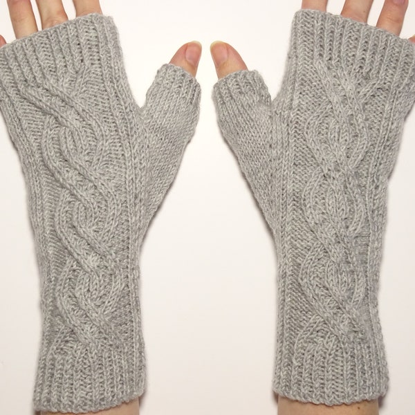 Cable fingerless gloves knitting pattern