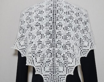 Knit top down triangle lace shawl pattern