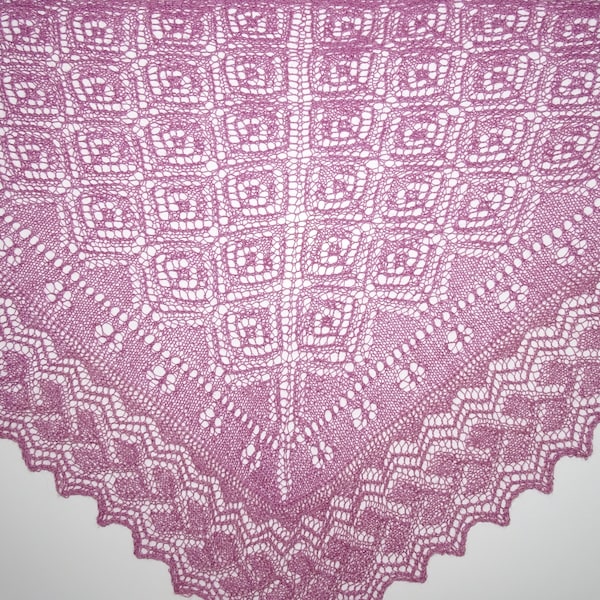 Knit lace shawl pattern, top down triangle shawl pattern, wedding shawl pattern, instant download knitting  pattern.