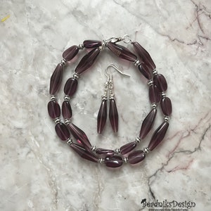 Amethyst Czech Glass Necklace and Earring Set