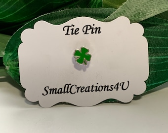 Four Leaf Clover Tie Pin, Clover Tie Pin, Lucky Clover Lapel Pin, Tie pin accessories,Tie Pin