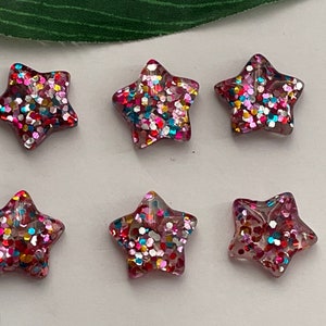 Set of 6 Rainbow Glitter Star Magnets, Star Magnets, Fridge Magnets, Locker Magnets, Novelty Magnets