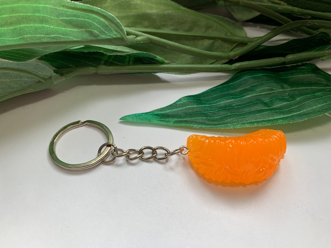 Orange Slice Keychains Novelty Keychains Orange Keyrings Etsy