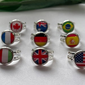 Child&#39;s adjustable Country Flag ring, kids rings, girls rings, boys ring, little boys gifts, little girl ring