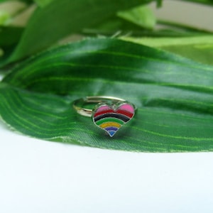 Girls adjustable Rainbow Heart Ring, Girls Rings, Kids rings, adjustable rings, toddler rings. girls birthday gifts