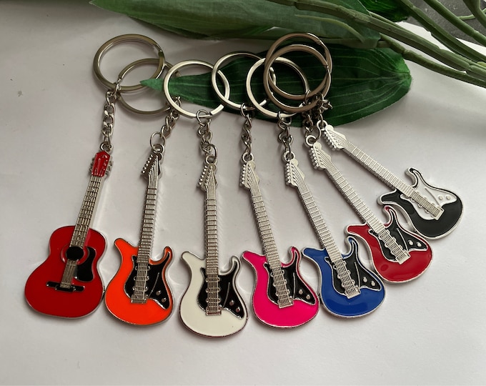 Guitar Keychain, Novelty Keychain,  Guitar keyrings, Christmas Keychains, guitar gifts