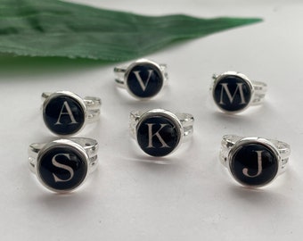 Child's adjustable Initial ring, kids rings, girls rings, boys ring, little boys gifts, little girl ring