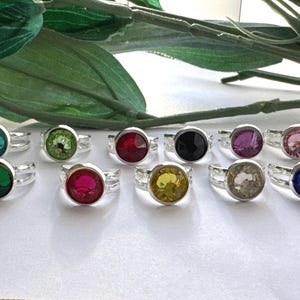 Child's adjustable rhinestone ring, kids rings, girls rings, stone colored ring, little girls  gifts, tiny ring