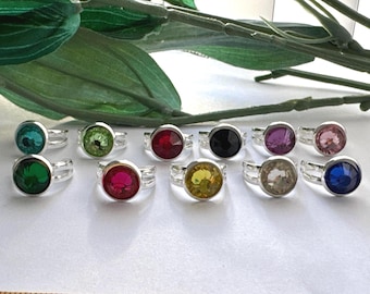 Child's adjustable rhinestone ring, kids rings, girls rings, stone colored ring, little girls  gifts, tiny ring