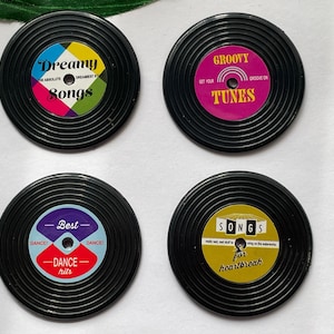 Set of 4 Vinyl Record Magnets, Music Magnets, Fridge Magnets, Locker Magnets, Novelty Magnets