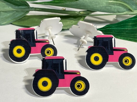 Large Pink Tractor Push Pins Novelty Push Pins Decorative Push