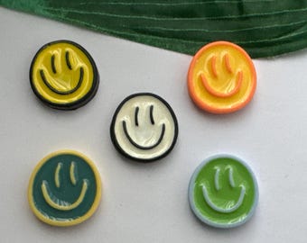 Set of 5 Smiley Face Magnets, Smiley Magnets, Fridge Magnets, Locker Magnets, Novelty Magnets