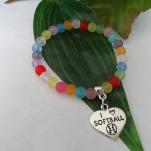 Girls Softball Charm Bracelet, Softball Bracelets, girls party favors, Softball party favors
