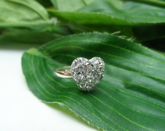 Child's Bling Heart ring, kids rings, adjustable rings, girls birthday gifts, girls rings, little girls rings,